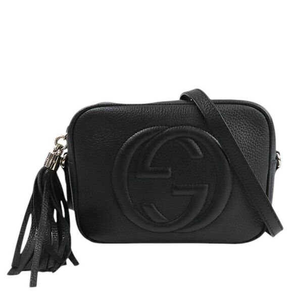 gucci Handbags - Pre Loved gucci Leather Shoulder Bag Women Black Crossbody Bags